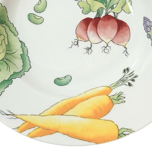 CRATE & BARREL Serving dish/bowl Vegetable medley Garden Cream Colorful Like new - Picture 3 of 14